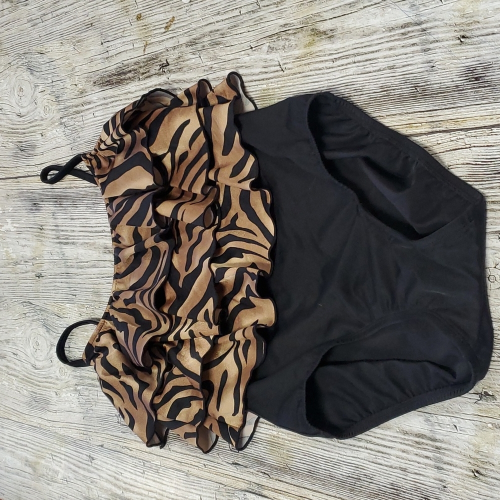 Longitude Animal Print Triple Tier One Piece Swimsuit